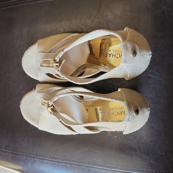Michael Kors MK Espadrille/Linen Platform Wedge Zip Sandals - Picture 3 of 15